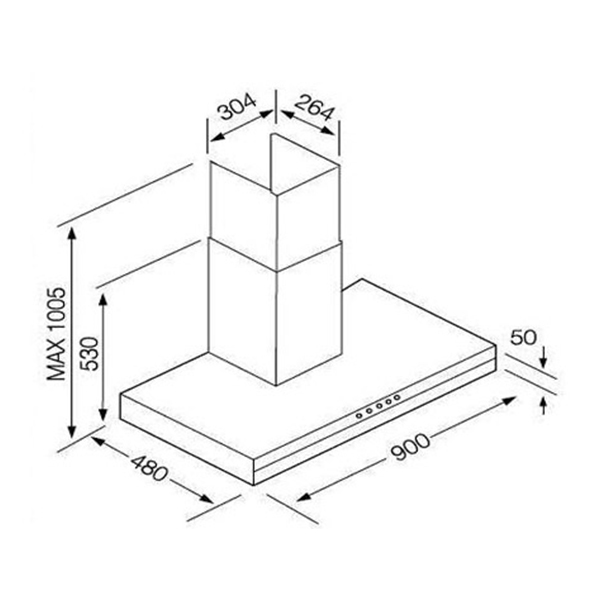 Kích thước máy hút mùi Canzy CZ-B09 Canzy CZ-B09