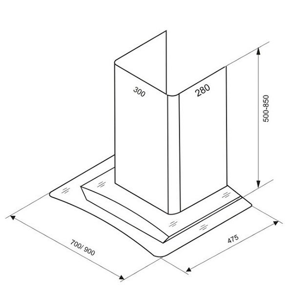 Kích thước máy hút mùi Sunhouse SHB6626 Sunhouse SHB6626