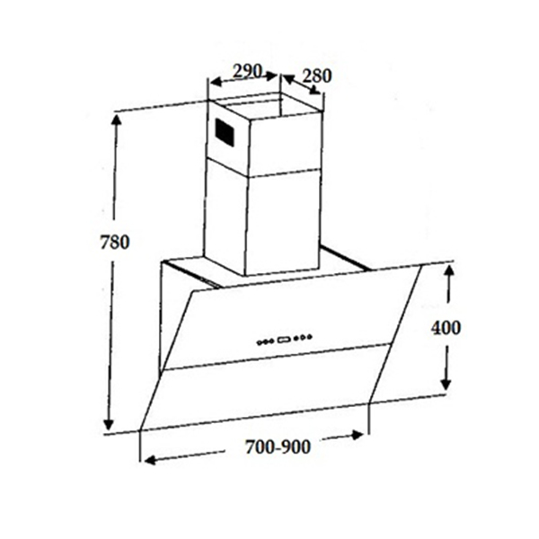 Kích thước máy hút mùi Binova BI-606-GT-09 Binova BI-606-GT-09