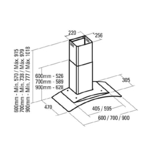 Kích thước máy hút mùi Cata C Glass 70