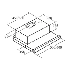 Kích thước máy hút mùi Cata TF 5260