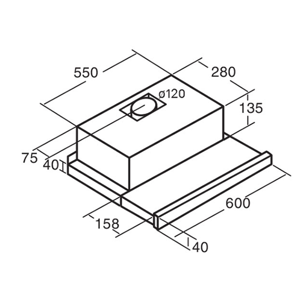 Kích thước lắp đặt máy hút mùi Cata TF-5060 EWH Máy hút mùi Cata TF-5060 EWH