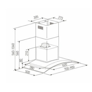 Kích thước máy hút mùi Arber AB-700B
