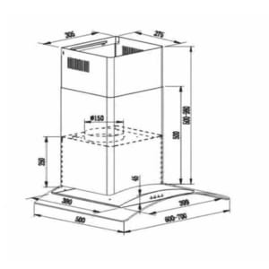 Kích thước máy hút mùi Arber AB-700P