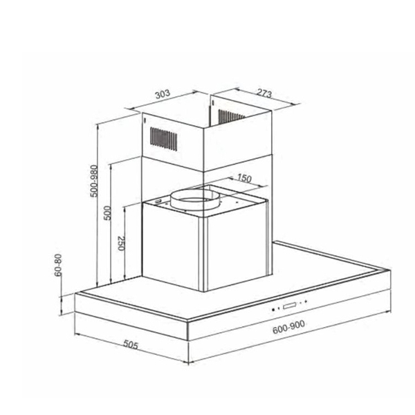 Kích thước máy hút mùi Arber AB-700R Kích thước máy hút mùi Arber AB-700R