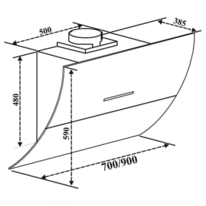 Kích thước máy hút mùi Arber AB 8801