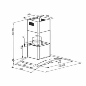 Kích thước máy hút mùi Arber AB-900M