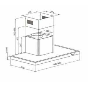 Kích thước máy hút mùi Arber AB-900X