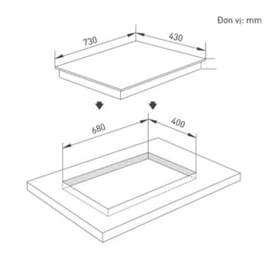 Kích thước bếp điện từ Batani EG-16