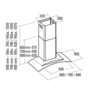 Kích thước máy hút mùi Cata Gamma 70