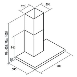 Kích thước máy hút mùi Cata Selene 60