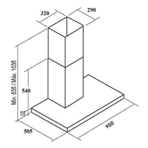 Kích thước máy hút mùi Cata Selene 90