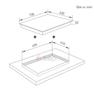 Kích thước bếp điện từ Eurosun EU-TE316