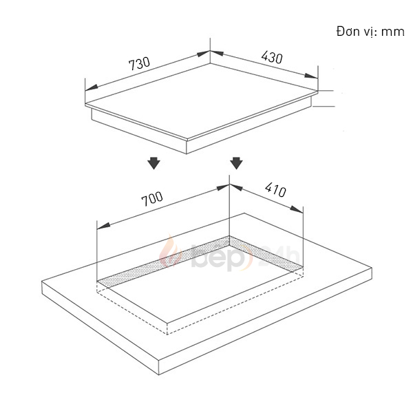 Kích thước bếp điện từ Eurosun EU-TE703Plus Kích thước bếp điện từ Eurosun EU-TE703Plus