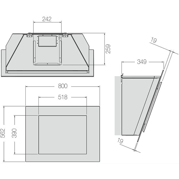Kích thước máy hút mùi Fagor 3CFT-TILE Kích thước máy hút mùi Fagor 3CFT-TILE