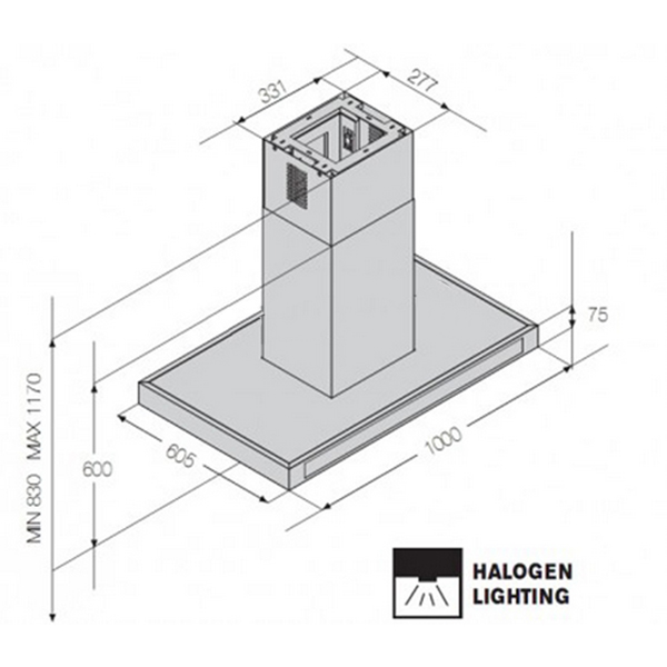 Kích thước máy hút mùi Fagor CFB-10000AIX Fagor CFB-10000AIX