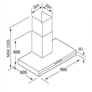 Kích thước máy hút mùi Fagor CFB-9000AV
