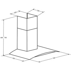 Kích thước máy hút mùi Fandi FD-5570