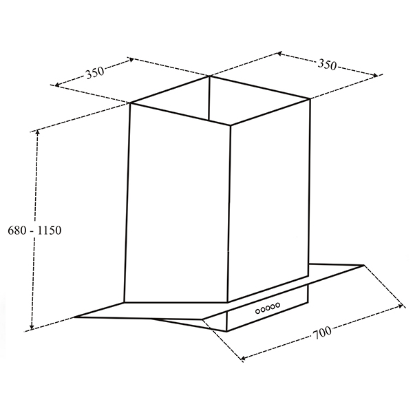 Kích thước máy hút mùi Fandi FD-70HS Máy hút mùi Fandi FD-70HS