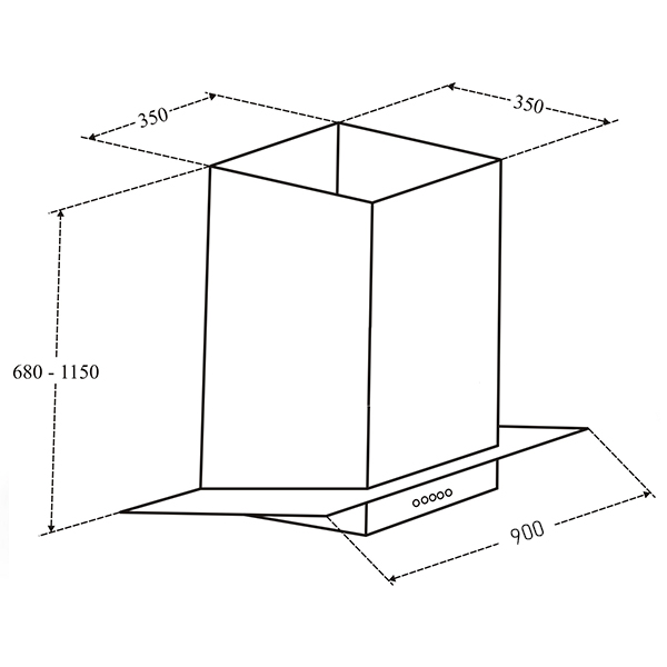 Kích thước máy hút mùi Fandi FD-90HS Kích thước máy hút mùi Fandi FD-90HS
