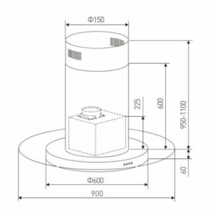 Kích thước máy hút mùi Arber AB-900T