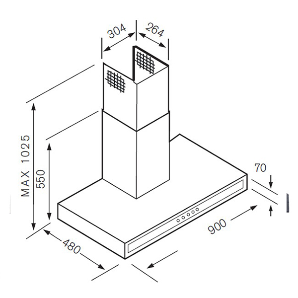 Kích thước máy hút mùi Fagor CPT-90XT Fagor CPT-90XT