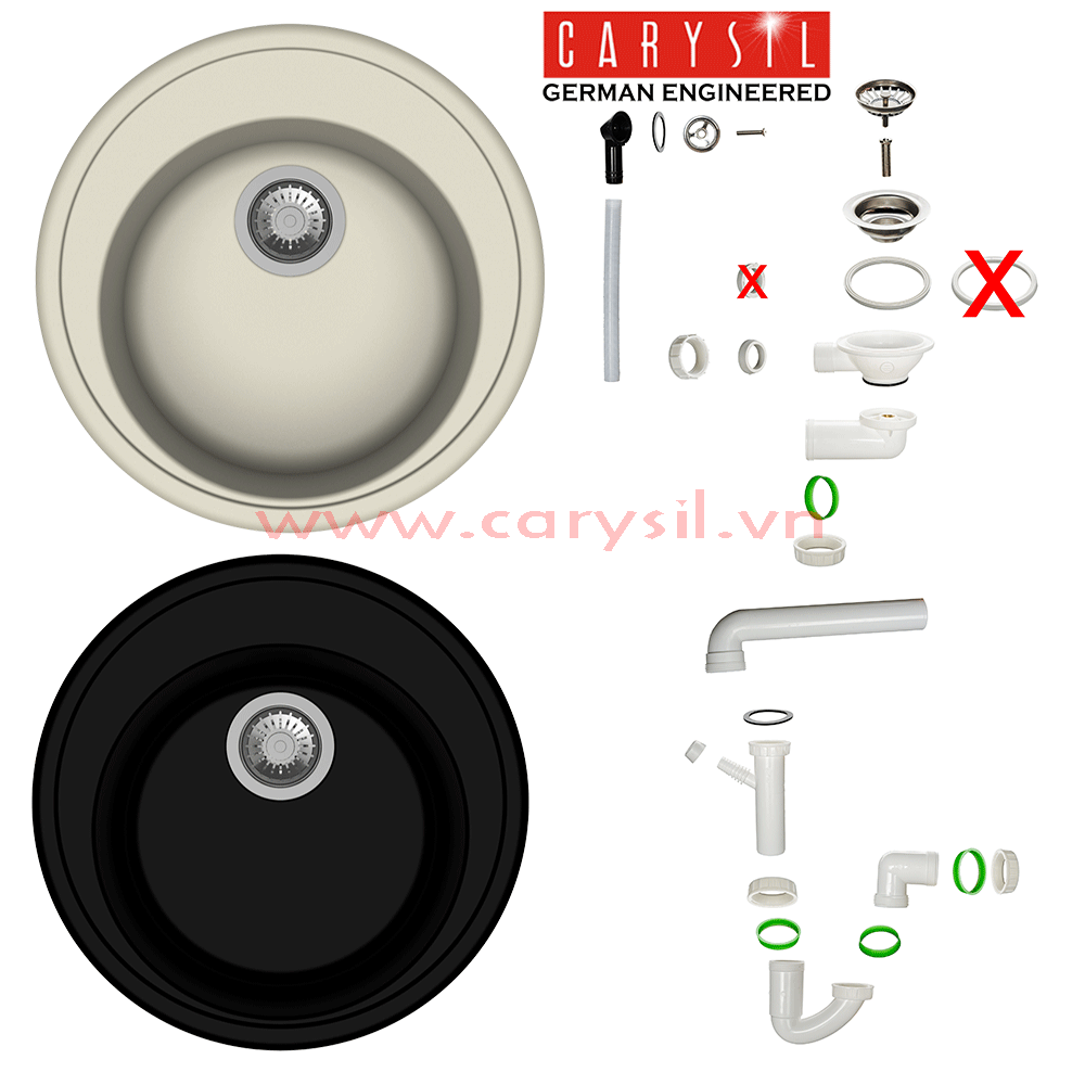 Chậu rửa bát đá Granite Carysil ROA1 Black