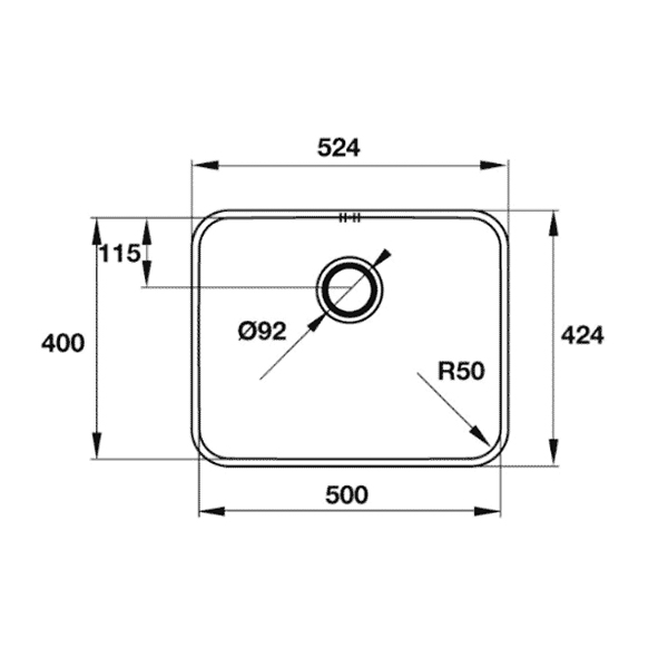 Kích thước chậu rửa bát Hafele 565.86.331 Chậu rửa bát Hafele 565.86.331