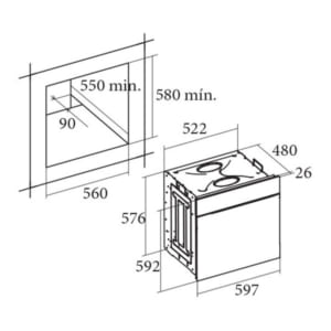 Kích thước lò nướng Cata ME 605