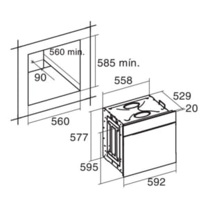 Kích thước lò nướng Cata MRA 708 BK