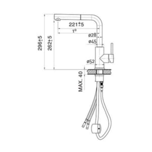 Bản vẽ vòi rửa bát Cata XSA
