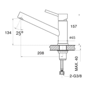 Bản vẽ vòi rửa bát Cata XBB