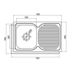 Kích thước chậu rửa bát Cata CD-1