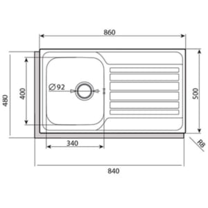Kích thước chậu rửa bát Cata CDP-1