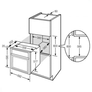 Kích thước lò nướng Fagor 6h-760BX