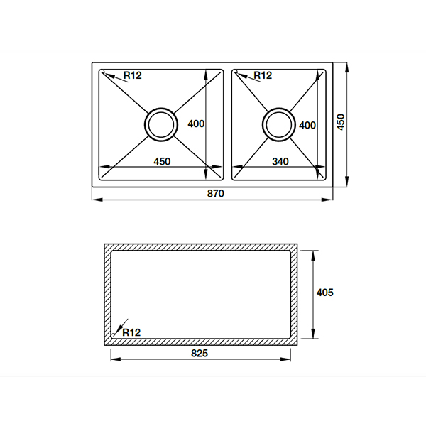 Kích thước chậu rửa bát Hafele 567.23.040 Chậu rửa bát Hafele 567.23.040