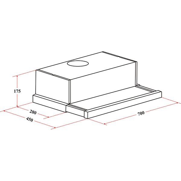 Kích thước máy hút mùi Latino LT-700T Latino LT-700T