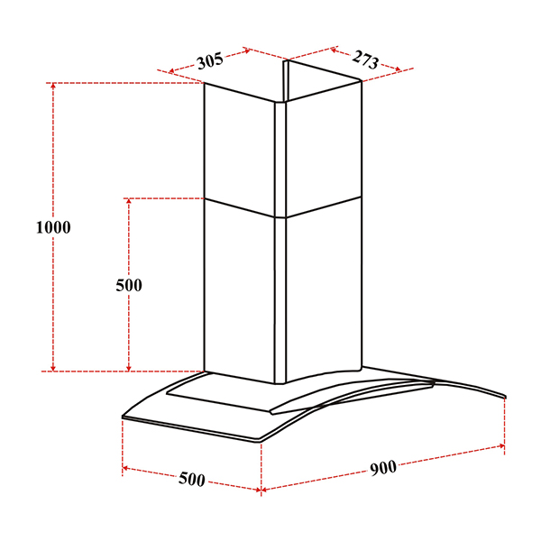 Kích thước máy hút mùi Latino LT-C06 90 Kích thước máy hút mùi Latino LT-C06 90