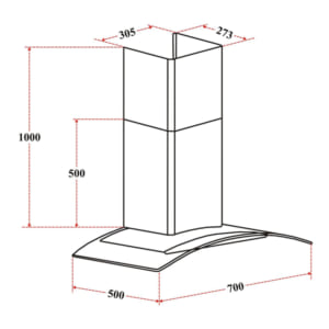 Kích thước máy hút mùi Latino LT-C08 70