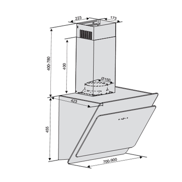 Kích thước máy hút mùi Lorca TA-6008C 70 Máy hút mùi Lorca TA-6008C 70