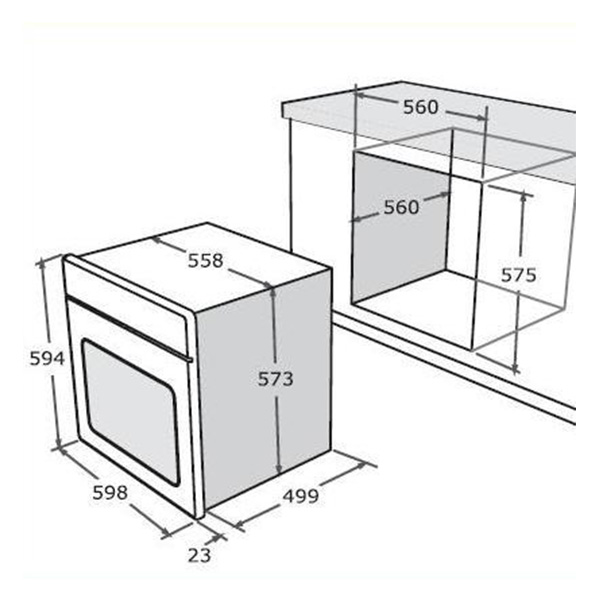 Kích thước lò nướng Nardi FEX47T70 Kích thước lò nướng Nardi FEX47T70