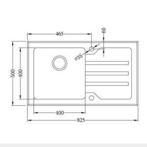 Kích thước chậu rửa bát Nodor CRISTAL CUBIC 40