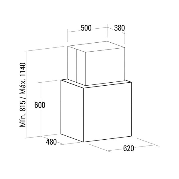 Kích thước hút mùi Nodor ISLA CUBE GLASS PREMIUM WH Hút mùi Nodor ISLA CUBE GLASS PREMIUM WH