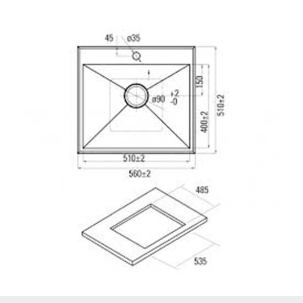 Kích thước chậu rửa bát Nodor UNIK 50 Kích thước chậu rửa bát Nodor UNIK 50c-Nodor-UNIK-50