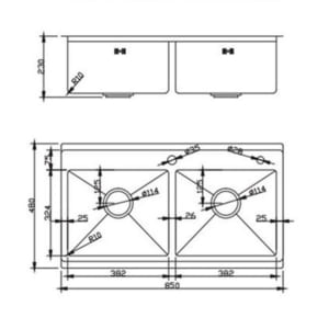 Kích thước chậu rửa bát Daeshin SQS-8548
