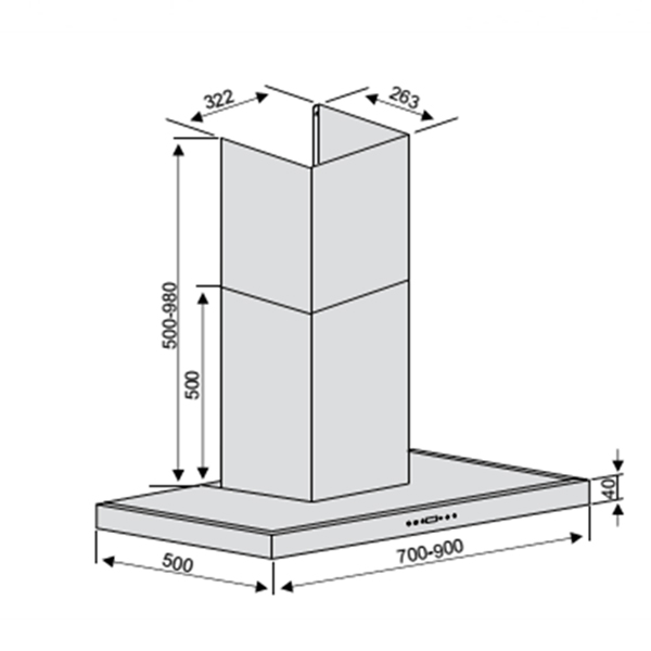 Kích thước máy hút mùi Lorca TA-6007P 90 Kích thước máy hút mùi Lorca TA-6007P 90