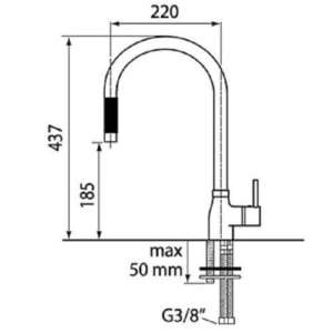Kích thước vòi rửa bát CM Acquamix-9102-RM