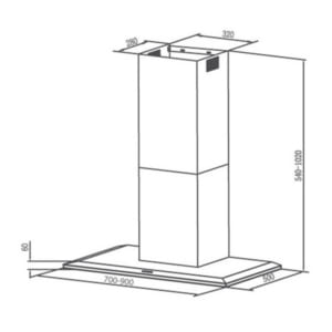 Kích thước máy hút mùi Canzy CZ-T09
