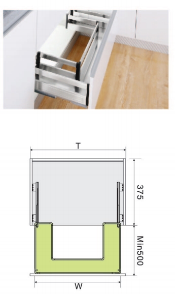 Kệ đa năng chữ U inox hộp âm tủ gắn cánh Grob GH-S80