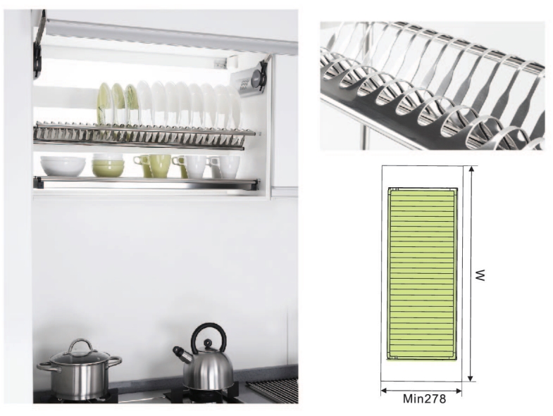 Kệ bát đĩa 2 tầng dạng chữ V inox dẹt Grob U-160